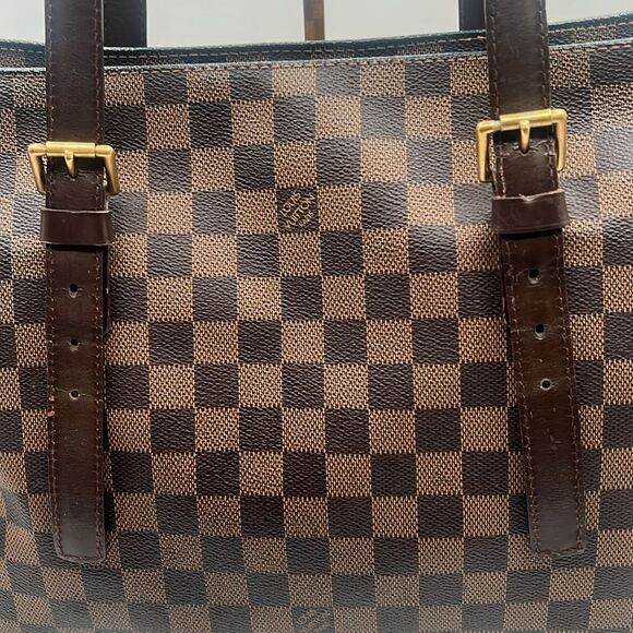 LOUIS VUITTON VINTAGE CHELSEA DAMIER EBENE HANDBAG PURSE TOTE - Picture 9 of 16